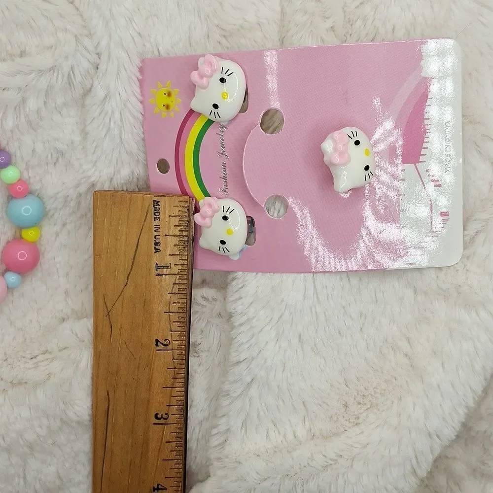 Hello kitty little girl jewelry bundle bracelet clip on earrings ring set